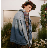 Unisex Jacket Retro Washed Jacket Men and Women Loose Lapels Autumn Coat